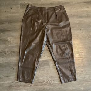 calvin klein faux leather trousers brown womens size 14